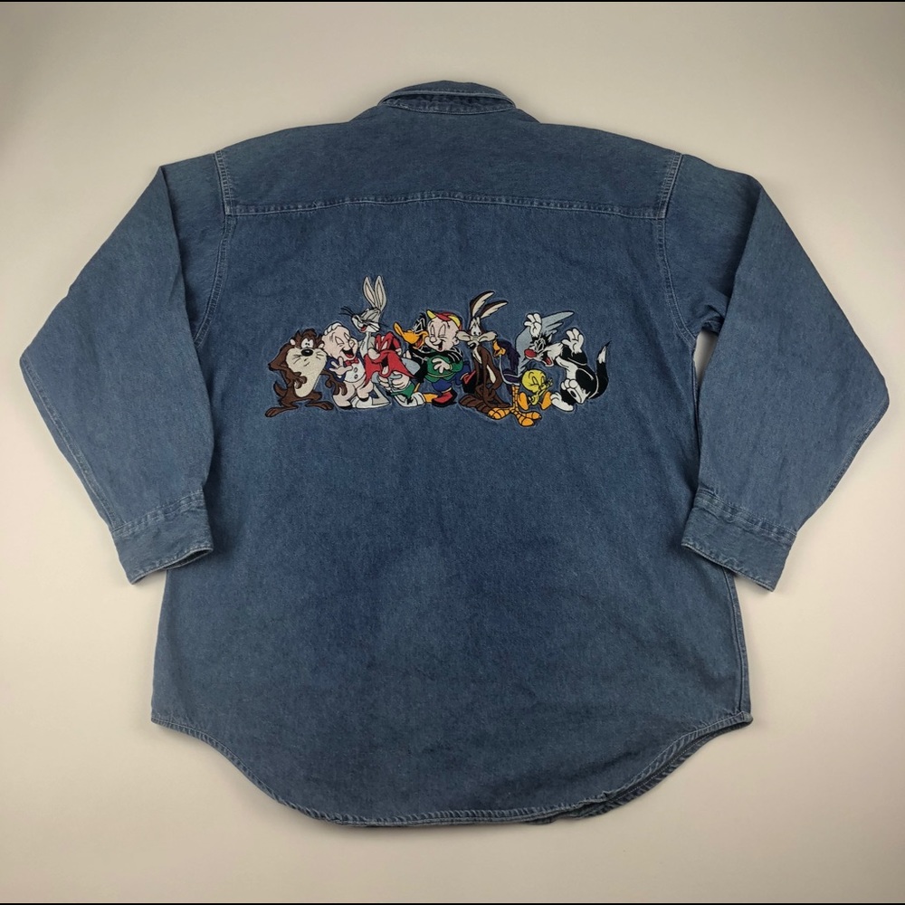 Warner Bros. 1993 Looney Tunes Denim Button Up Sm